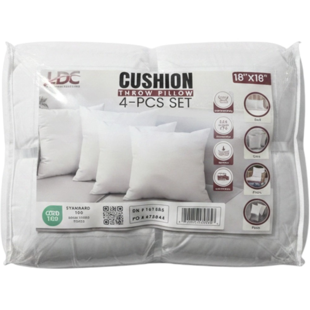 Lux Decor Collection 4 Pack Throw Pillow Inserts 18x18 White Square Cushions N4